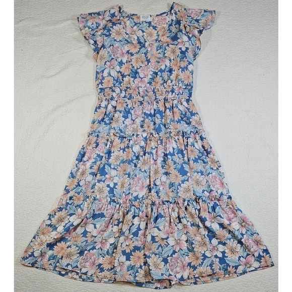 Sienna Sky Dresses & Skirts - Sienna Sky Floral Tiered Maxi Dress with Flutter Sleeves